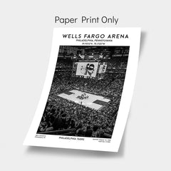 Wells Fargo Center basketball print, Philadelphia 76ers wall art, NBA stadium poster