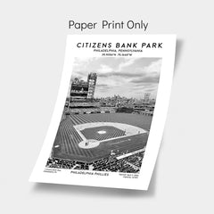 Citizens Bank Park baseball poster, Philadelphia Phillies wall art, MLB stadium decor, Black & White prints