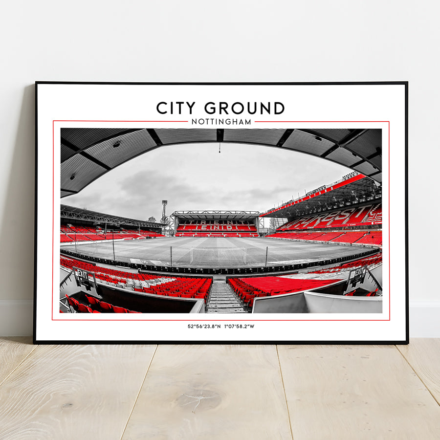 City Ground Nottingham stadium poster print, football artwork for fans, birthday gift