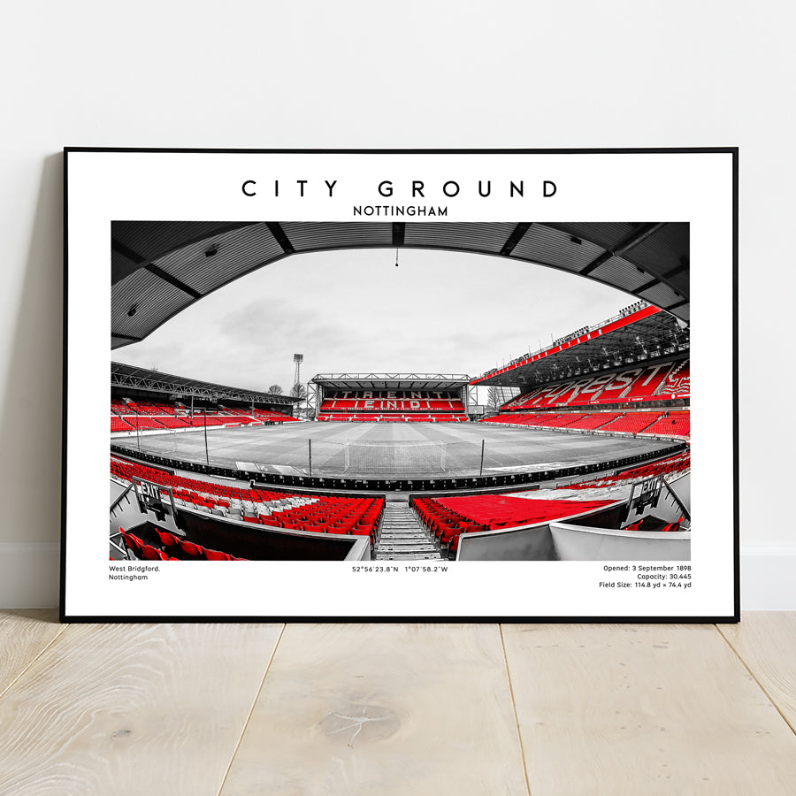 City Ground stadium poster, Nottingham stadium wall art print, football decor