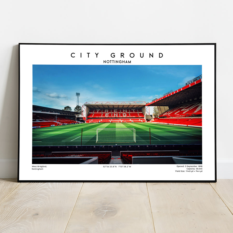 The City Ground football stadium poster print, Nottingham stadium wall art, birthday gift