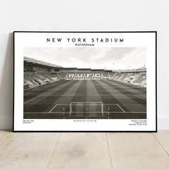 New York Stadium football poster, Rotherham-inspired wall print for enthusiasts