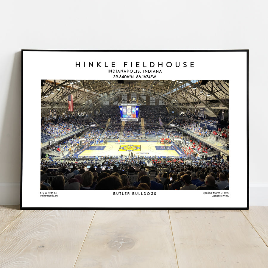 Hinkle Fieldhouse print, Butler Bulldogs basketball stadium wall art poster, NCAA decor