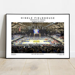 Hinkle Fieldhouse print, Butler Bulldogs basketball stadium wall art poster, NCAA decor