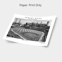 Truist Park print, Atlanta Braves baseball stadium, Black & White poster