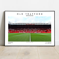 Old Trafford football poster, Manchester United wall art, Premier League stadium decor