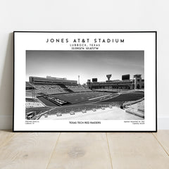 Jones AT&T Stadium football poster, Texas Tech Red Raiders wall art, NCAA stadium print, Christmas gift