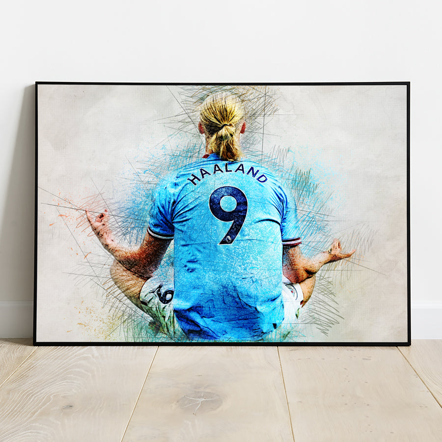 Erling Haaland Poster Print - Man City Legend Players Football Wall Art 