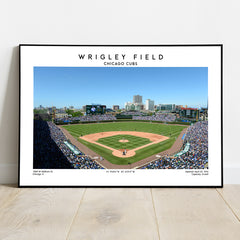 Wrigley Field wall art print, Chicago Cubs baseball stadium poster, MLB decor