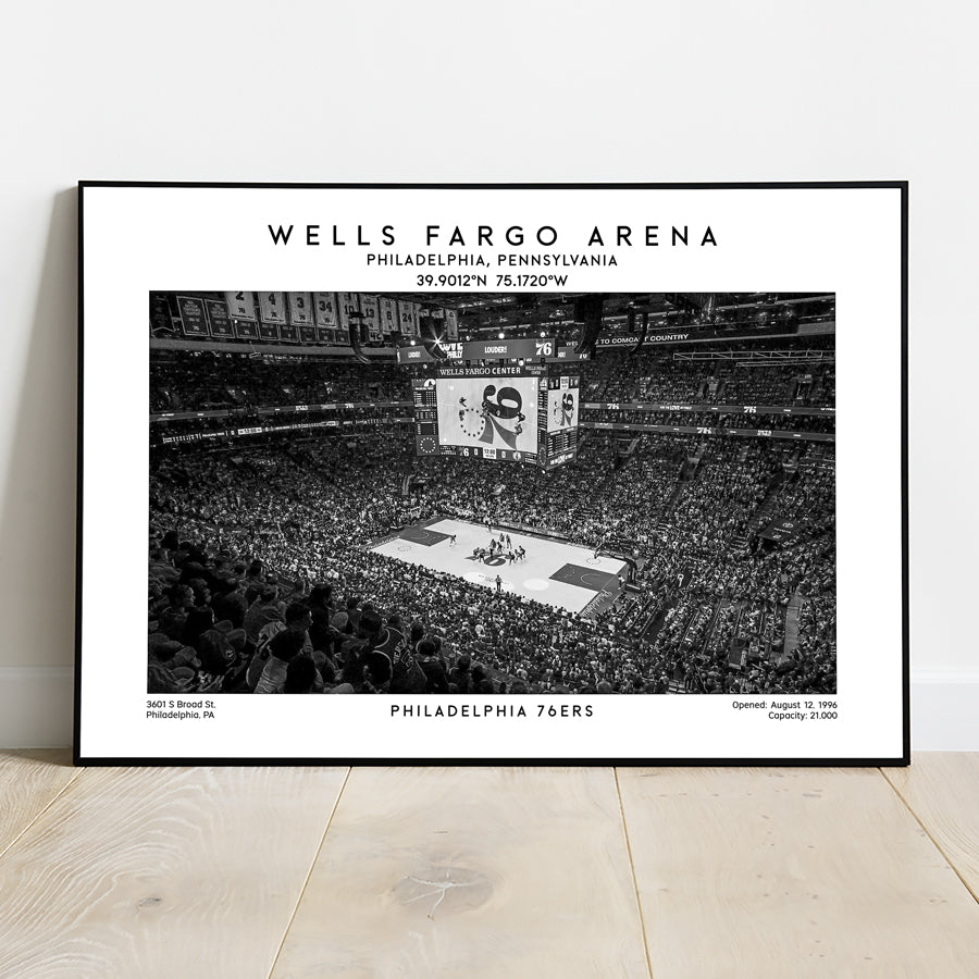 Wells Fargo Center poster, Philadelphia 76ers basketball stadium wall art print, NBA decor, birthday gift