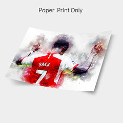 Bukayo Saka print, English footballer wall art poster, Arsenal and England star