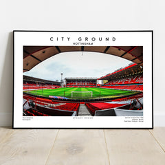 City Ground stadium poster, Nottingham stadium wall art print, football fans gift