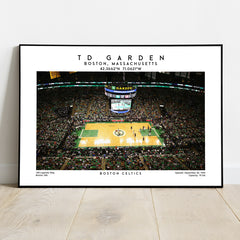 TD Garden basketball poster, Boston Celtics NBA stadium wall art print