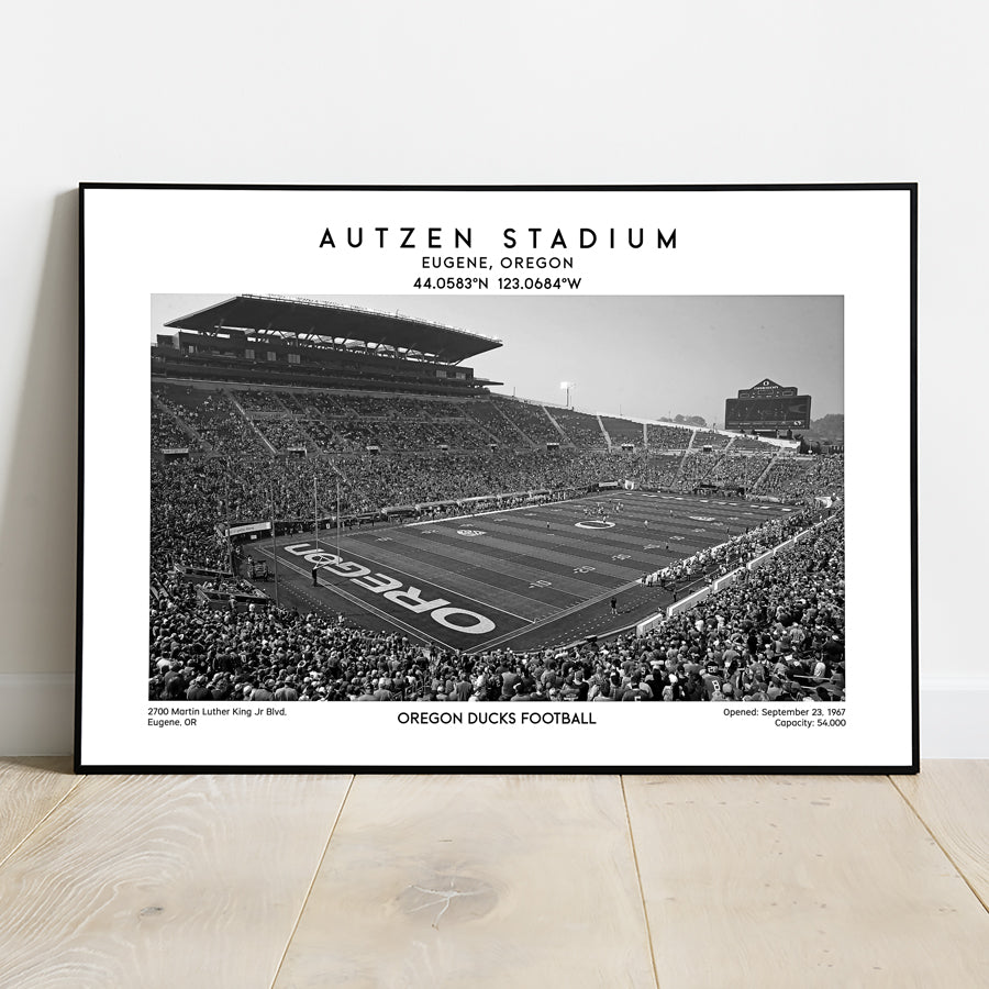 Autzen Stadium poster, Oregon Ducks NCAA  wall art, football stadium print