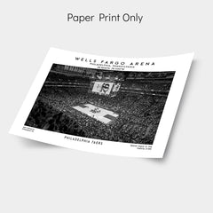 Wells Fargo Center print, Philadelphia 76ers basketball stadium wall art, NBA poster