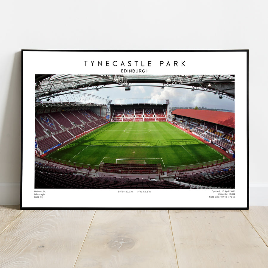 Tynecastle Park football poster, soccer wall art, Scottish Premiership stadium decor