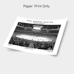 Xcel Energy Center poster, Minnesota Wild hockey stadium wall art print, Black & White decor