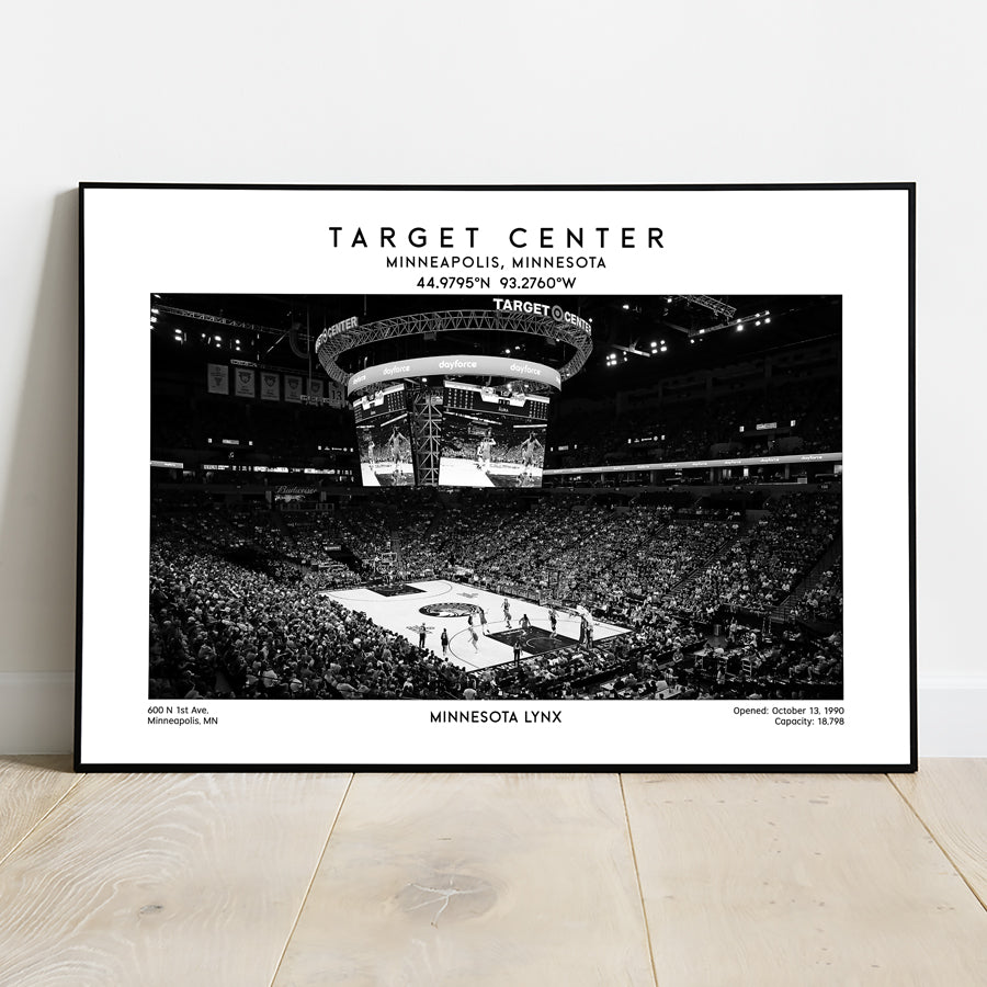 Target Centre poster, Minnesota Lynx basketball stadium wall art, WNBA print