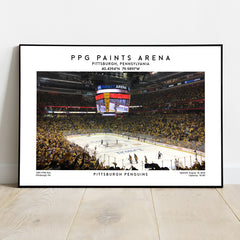 PPG Paints Arena poster, Pittsburgh Penguins hockey stadium wall art print, NHL decor