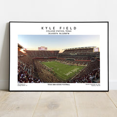 Kyle Field poster print, Texas A&M Aggies football stadium wall art, American football fans