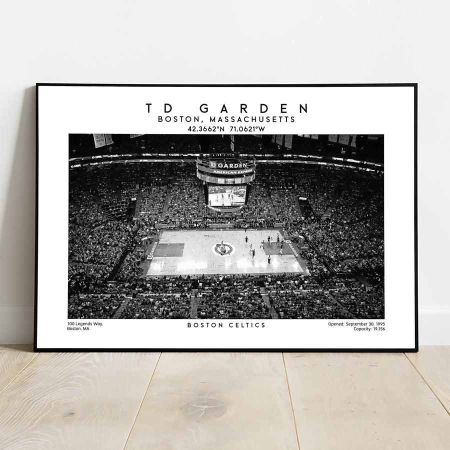 TD Garden basketball poster, Boston Celtics wall art, NBA stadium decor