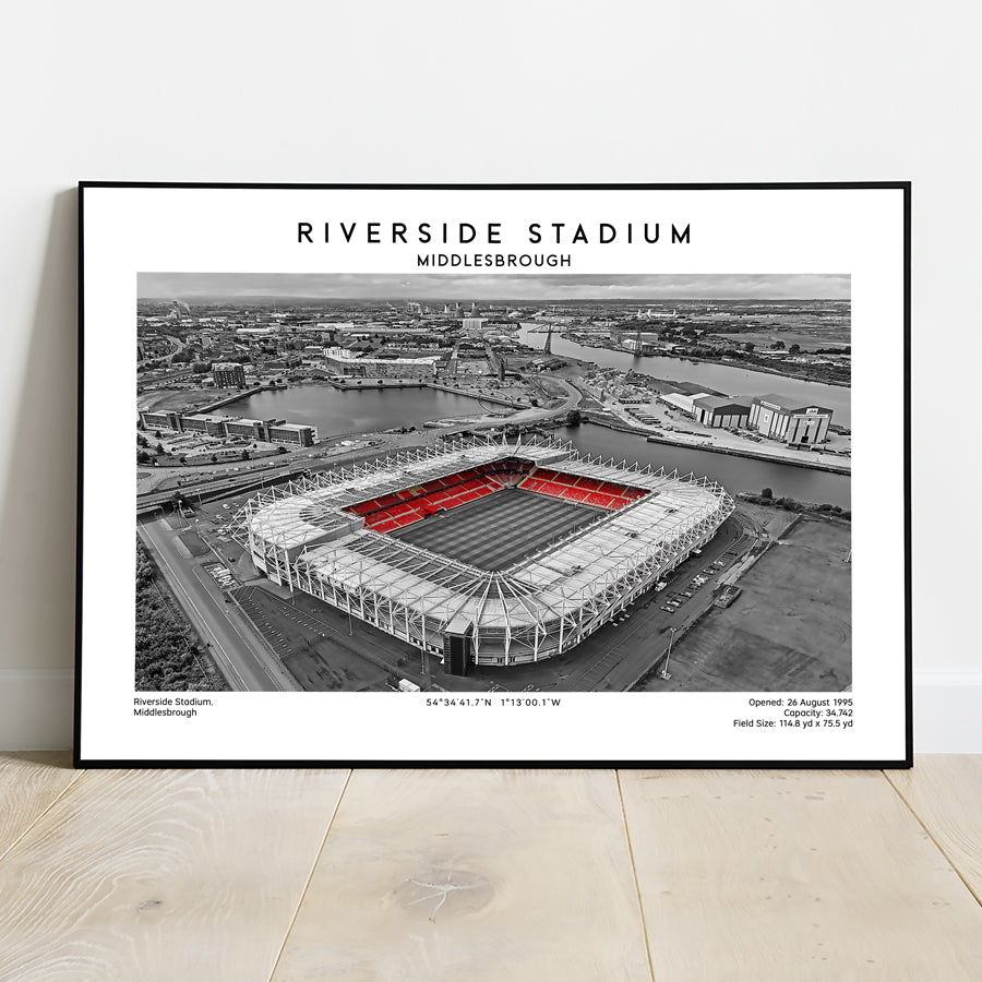 Riverside Stadium poster, football stadium wall art print, EFL Championship decor