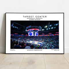 Target Center poster print, Minnesota Timberwolves basketball stadium wall art, NBA decor