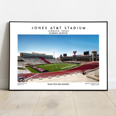 Texas Tech Red Raiders Jones AT&T Stadium print, iconic NCAA football stadium wall decor