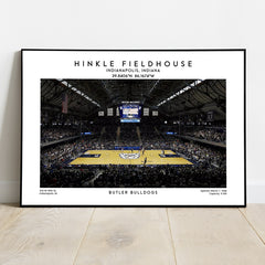 Hinkle Fieldhouse basketball poster, Butler Bulldogs wall art, NCAA stadium prints