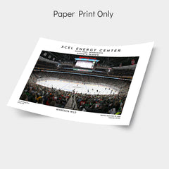 Xcel Energy Center print, Minnesota Wild hockey stadium wall art poster, NHL decor.