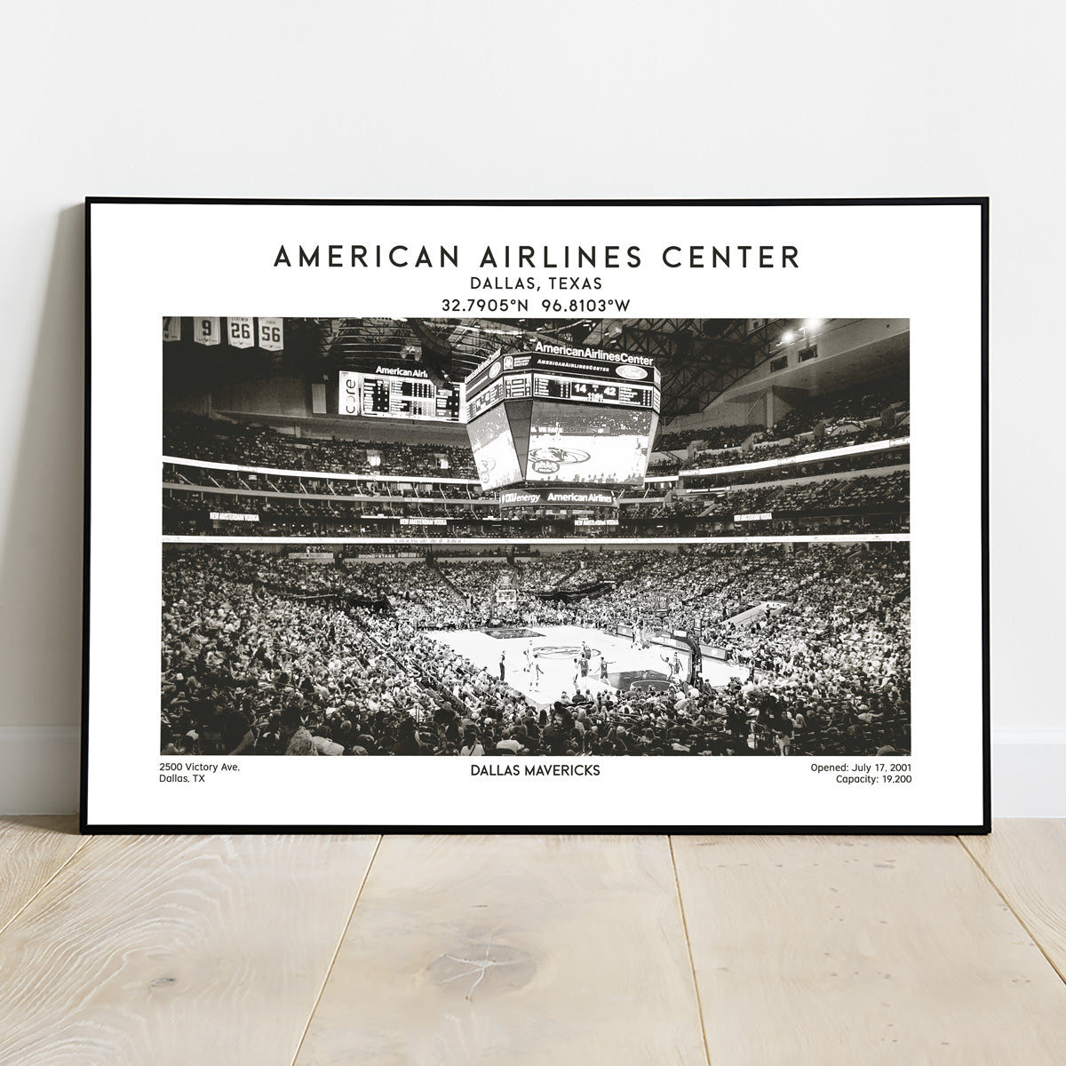 American Airlines Centre print, Dallas Mavericks basketball stadium wall art, NBA poster