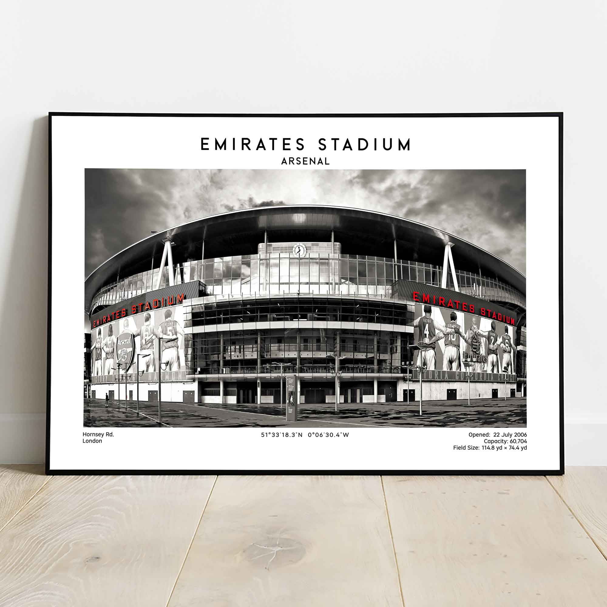 Emirates Stadium poster, Arsenal stadium wall art print, football print for fans