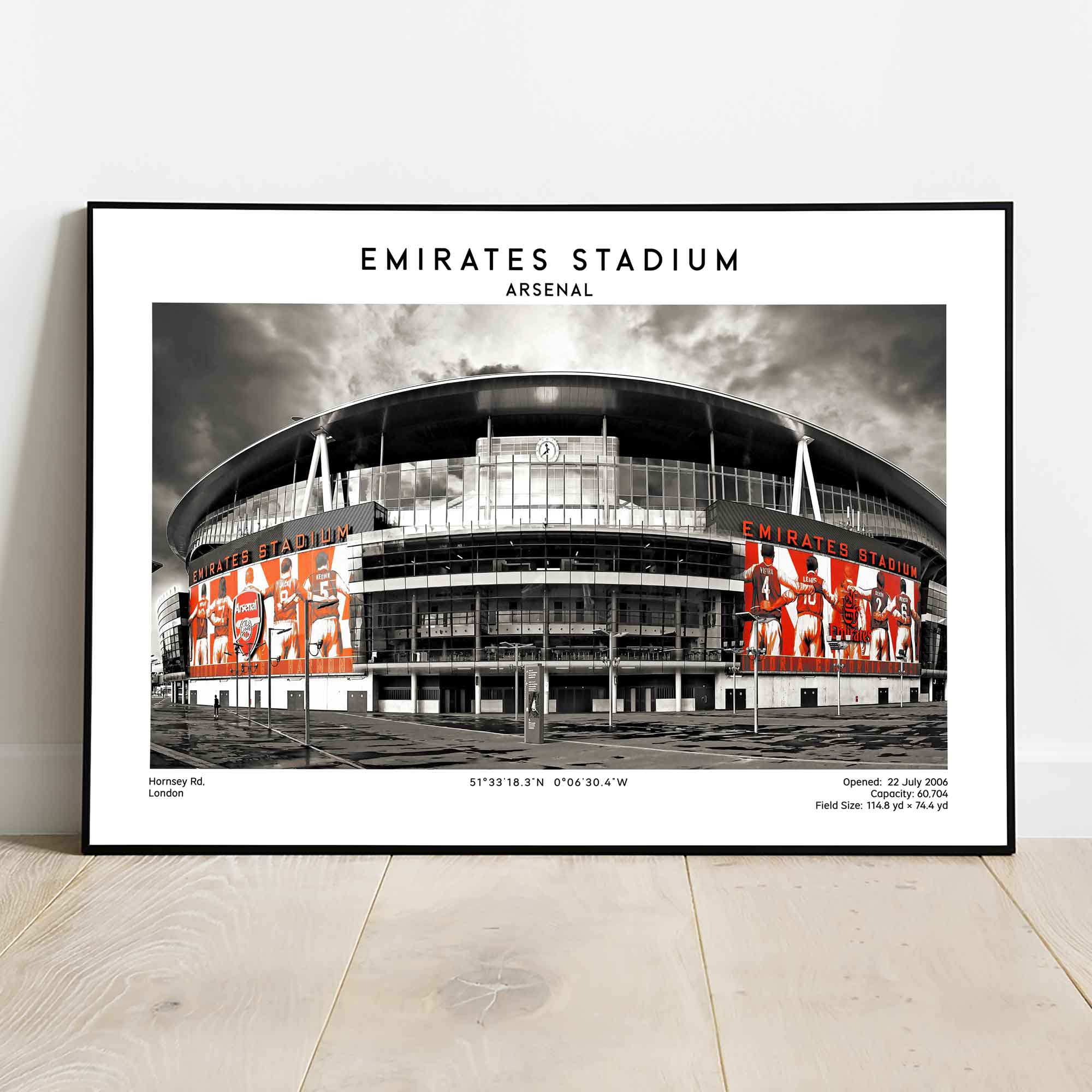 Emirates Stadium poster, Arsenal stadium wall art print, football decor