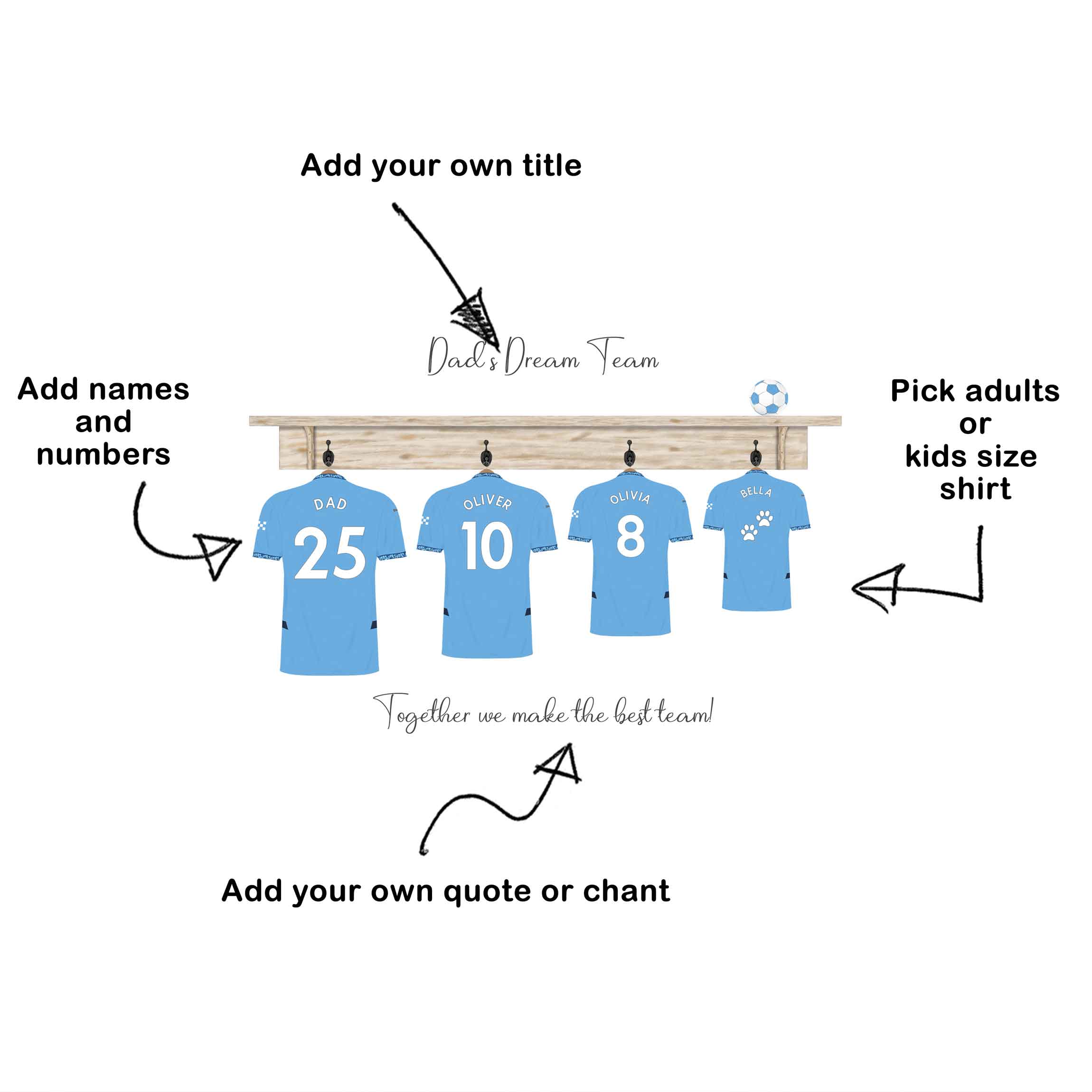 personalised football shirt family team print, Man City fans